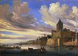 Famous View Paintings - River View of Nijmegen with the Valkhof